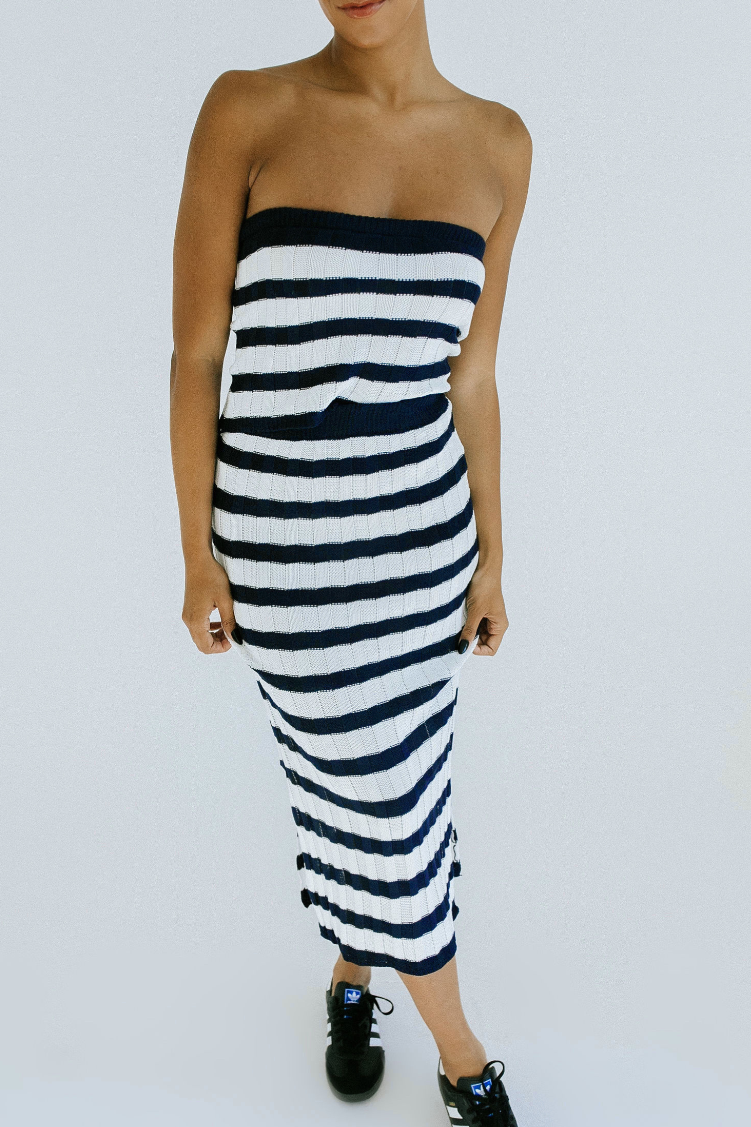 Chantelle Striped Top + Skirt Set - Navy + White