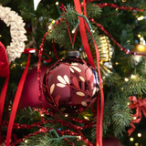 Painted Leaf Ornament - Dark Red