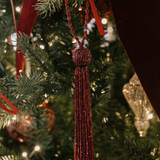 Beaded Tassel Ornament - Dark Red