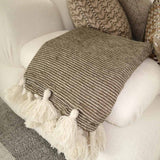Madison Tassel Throw - Olive