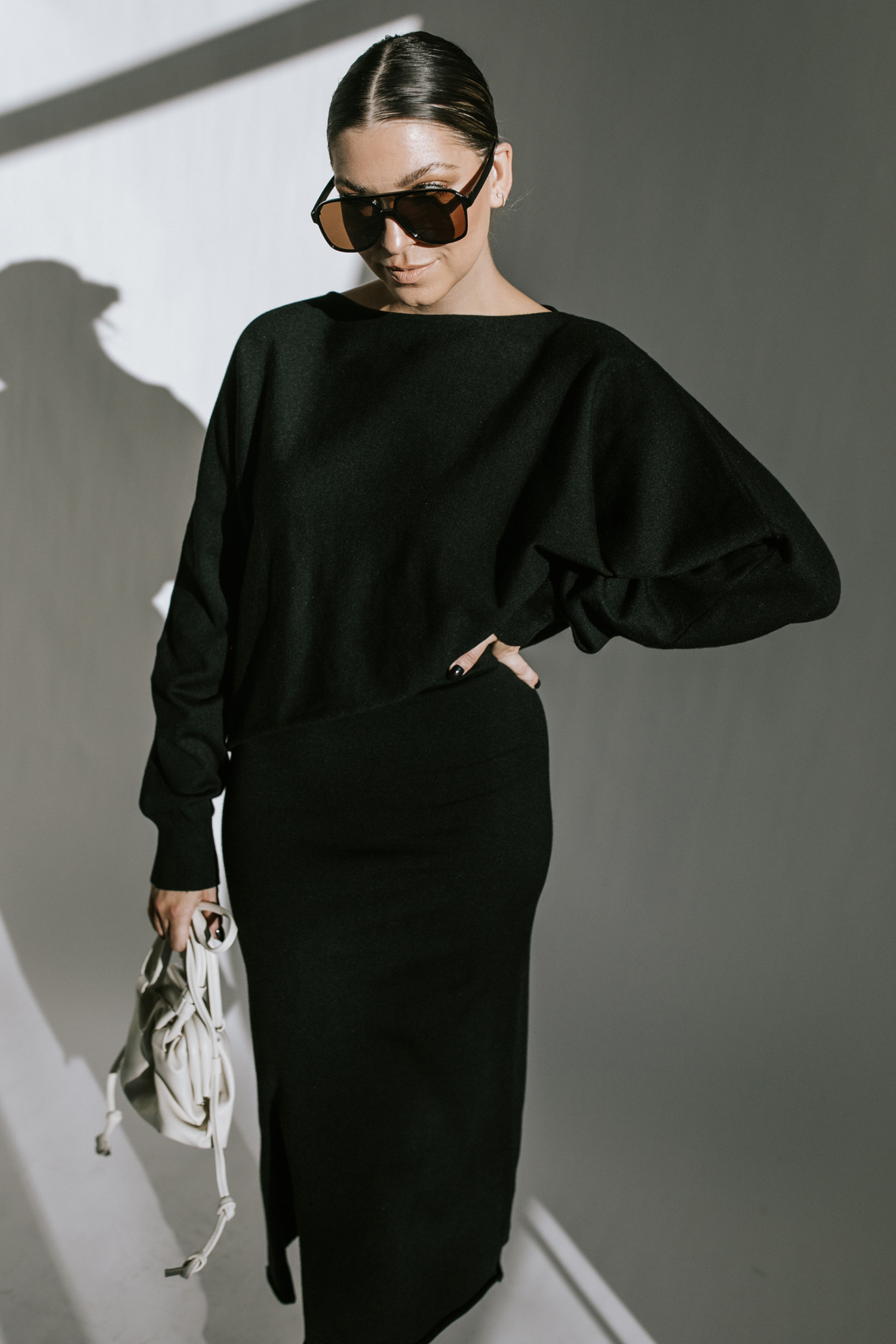 On Repeat Sweater + Midi Skirt Set - Black