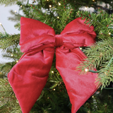 Velvet Bow Clip - Red