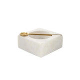 Chaol White Square Marble Pinch Pot With Spoon
