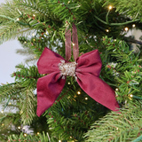 Velvet Bow Ornament - Dark Red