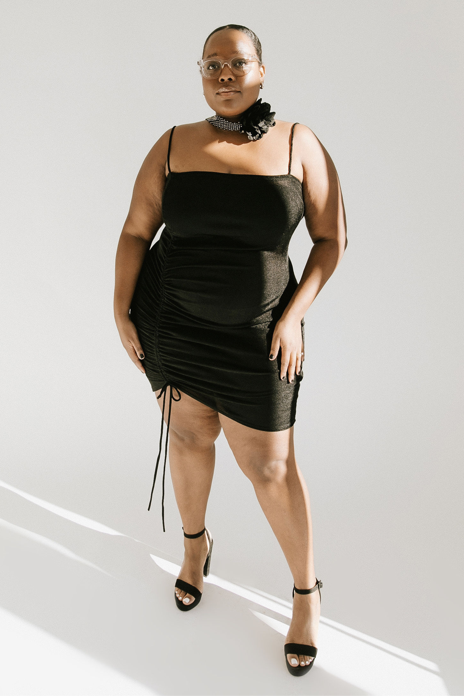 - - Aubrey Dress Shop Sizes More Ruched Mini Black THELIFESTYLEDCO -