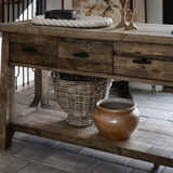 Hand-Woven Rattan Footed Basket