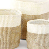 Beige and Cream Sisal Nesting Baskets - Set of 3
