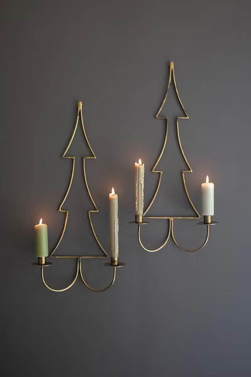 Toasty Christmas Tree Wall Candle Sconces - Set of 2