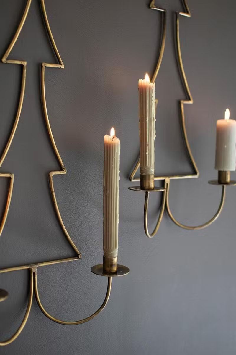 Toasty Christmas Tree Wall Candle Sconces - Set of 2