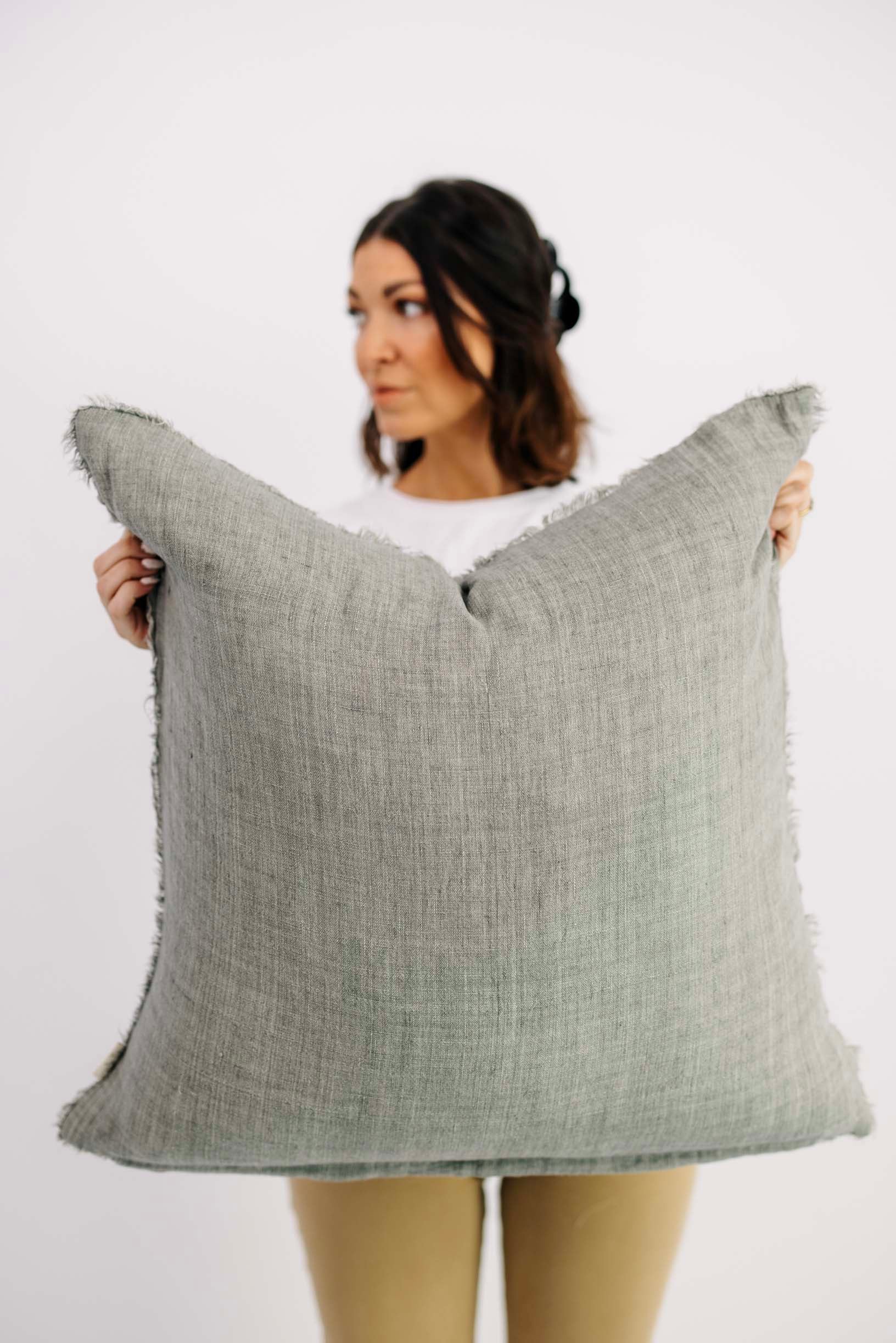 Fabiana Linen Pillow - Warm Grey