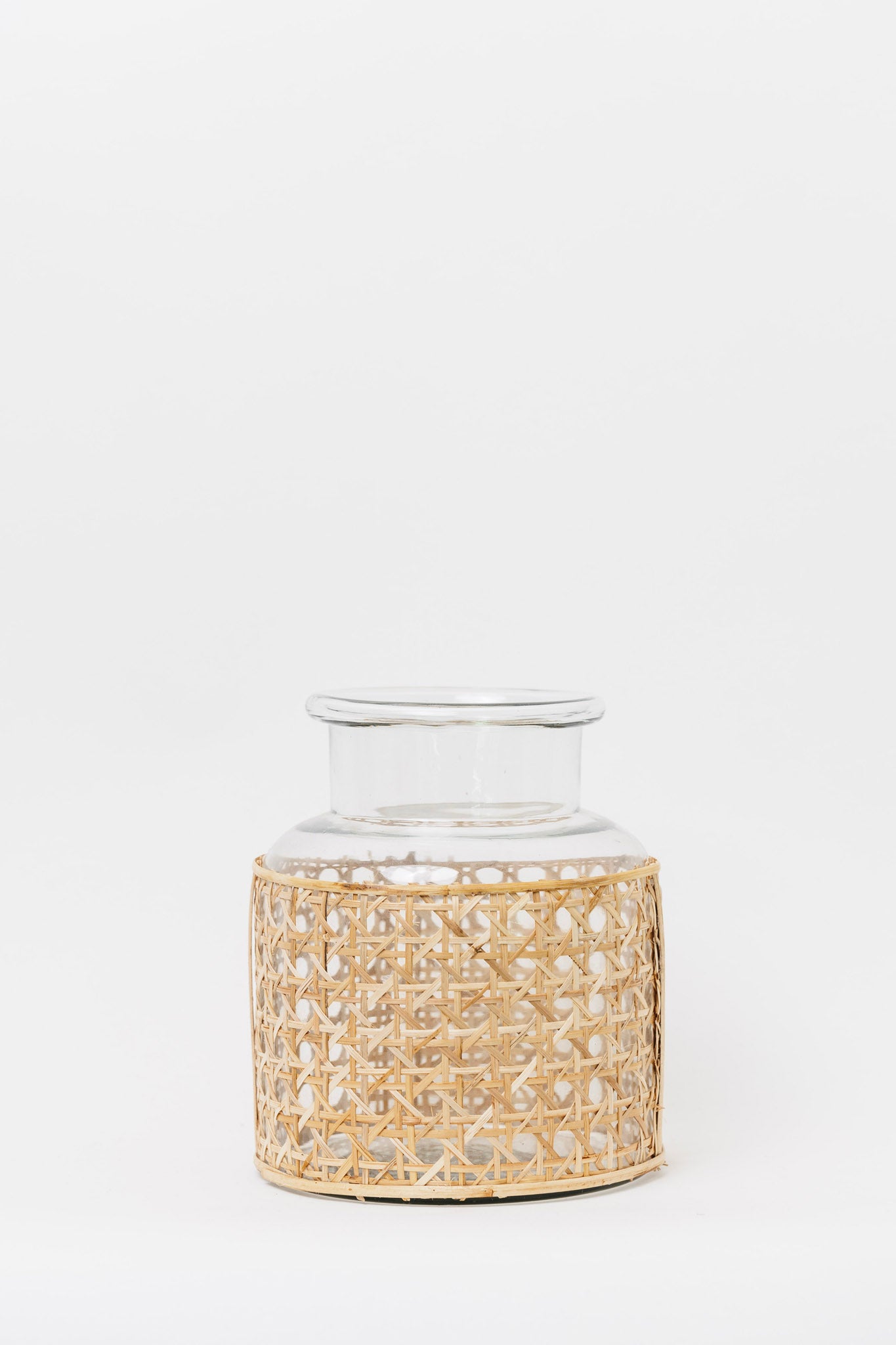 Panama Cane Wrapped Glass Vase - Small