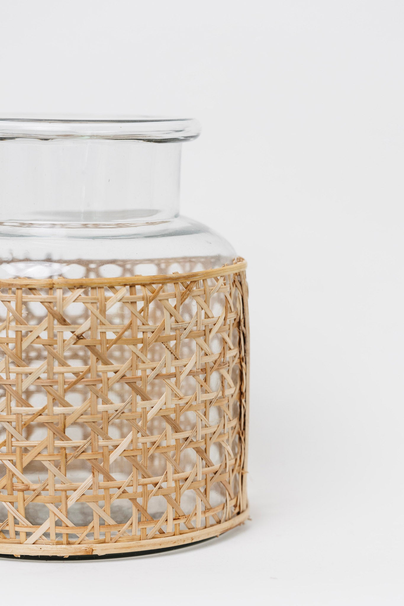 Panama Cane Wrapped Glass Vase - Small