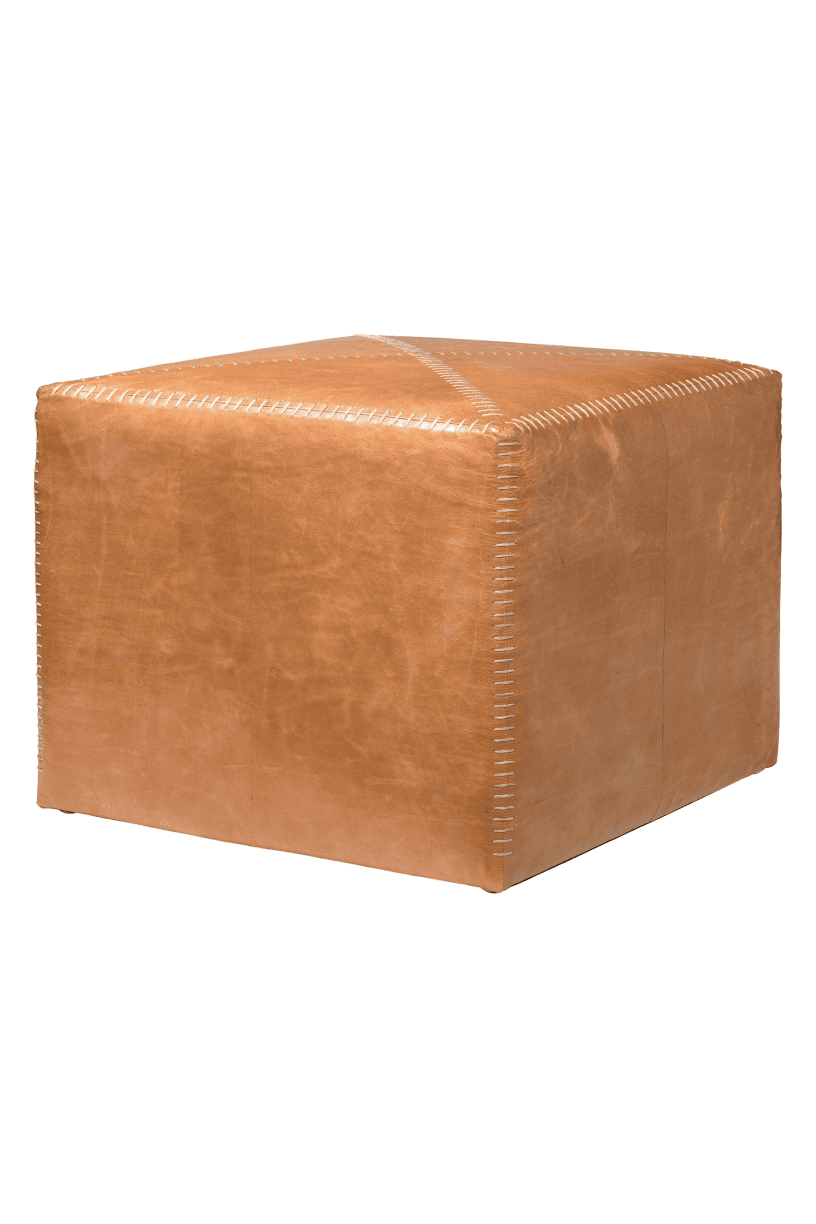 Nolan Leather Cube Ottoman - Large