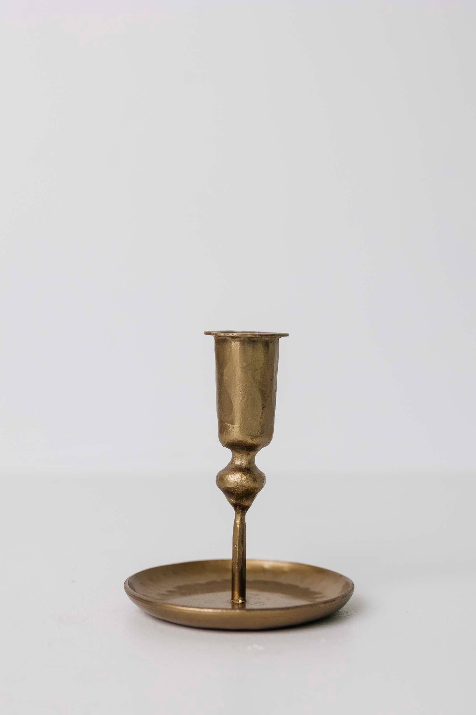 Brass Candle Holder Vintage Chamberstick Finger Ring Candlesticks