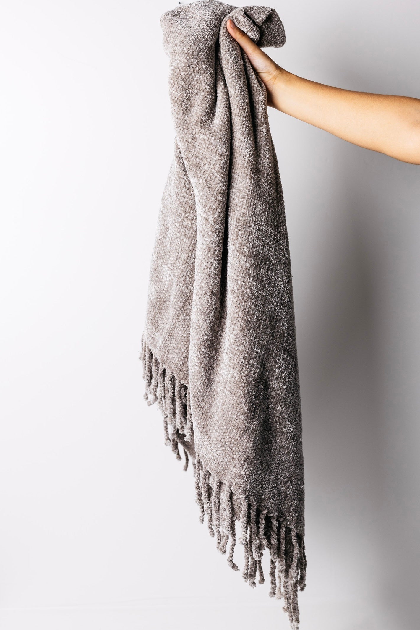 Light grey chenille online throw