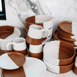 Waylon Appetizer Plate - Brown/White - 7 inch