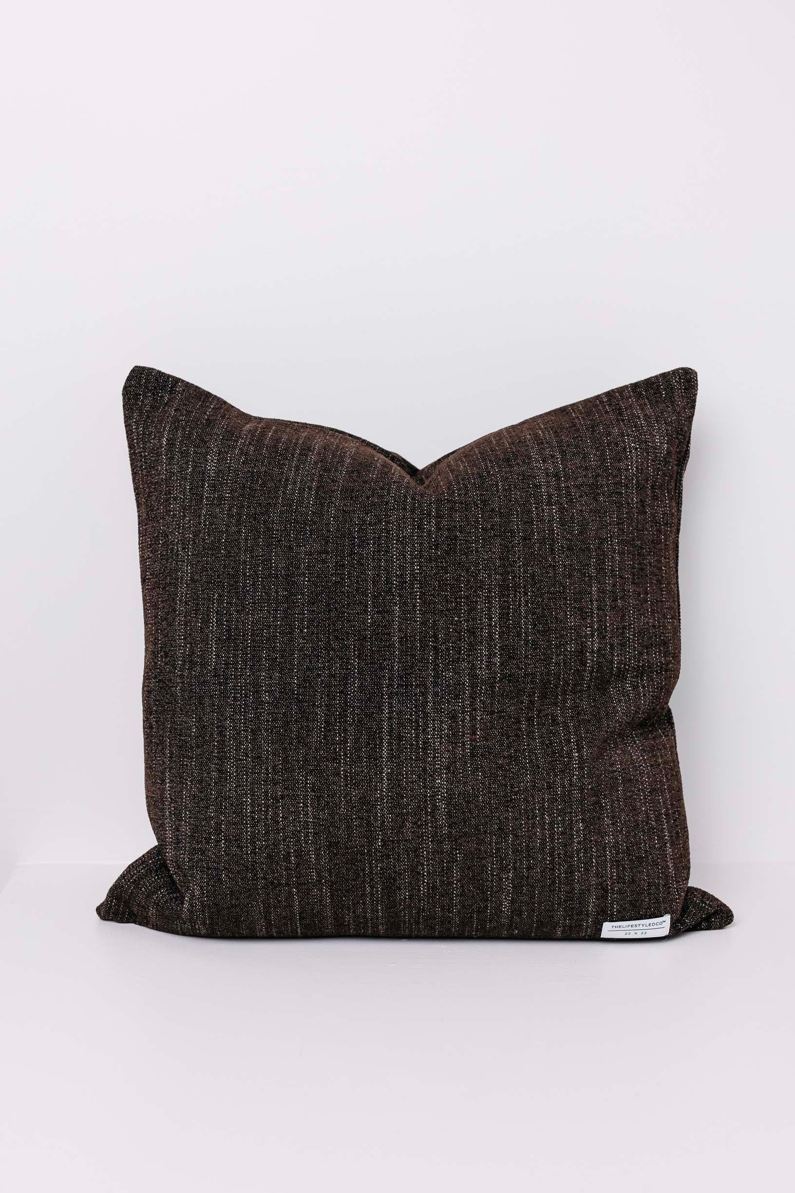 Morris Slub Chenille Pillow - Chocolate- 2 Sizes