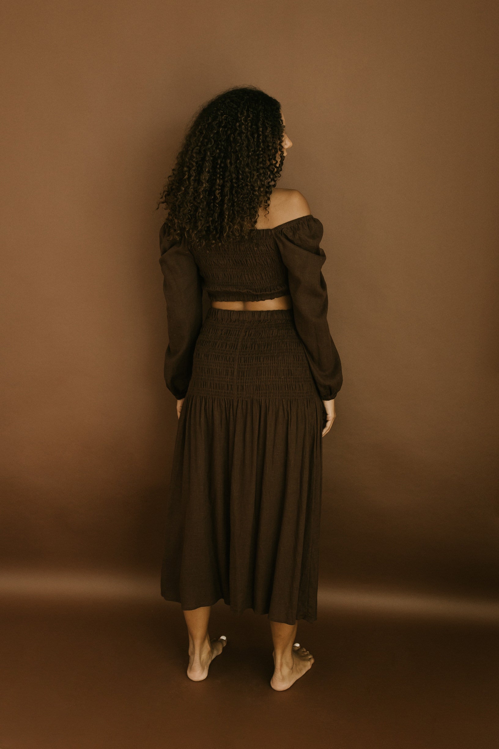 Emberly Top + Skirt Set - Brown