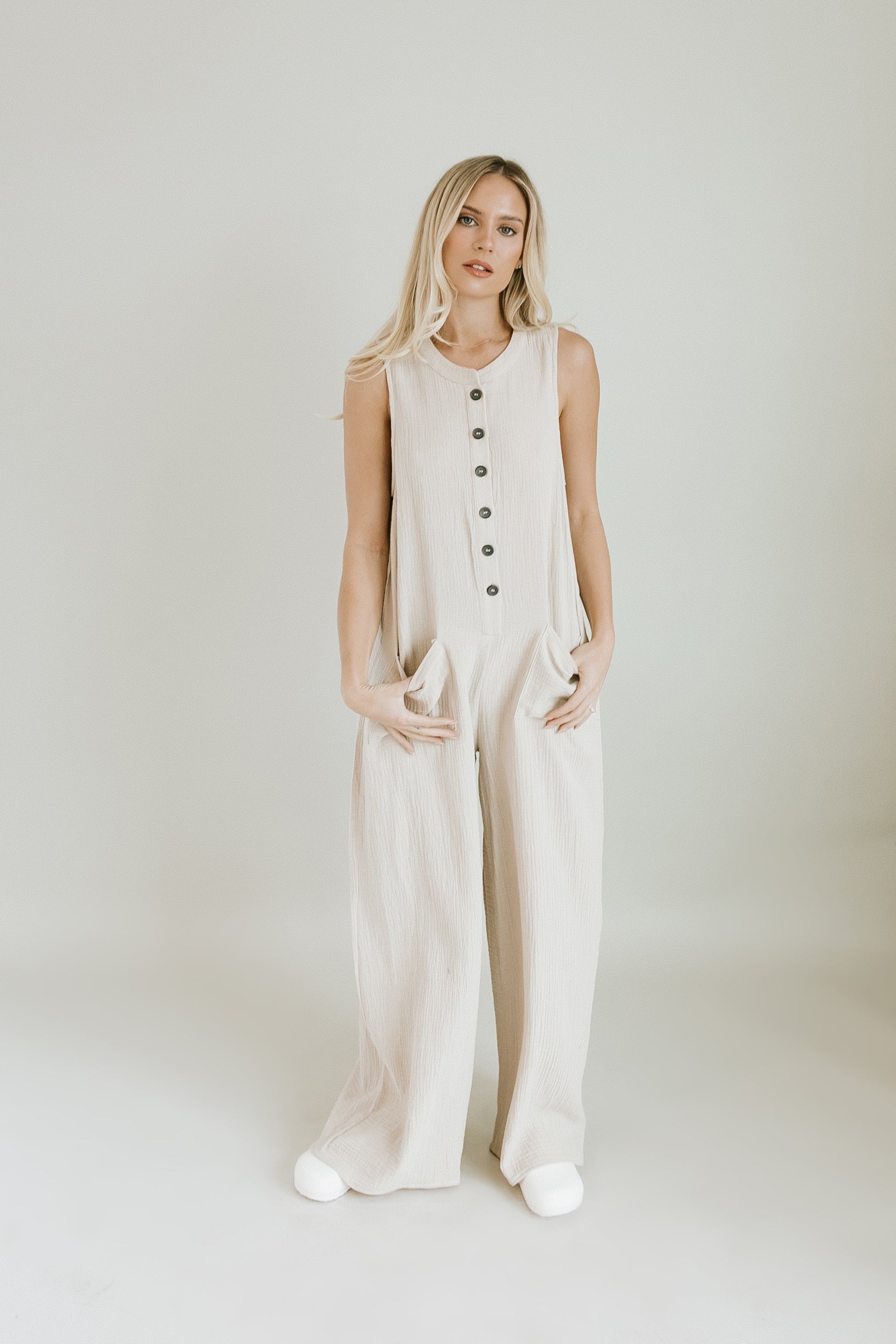 Keeping It Relaxed Jumpsuit - Taupe